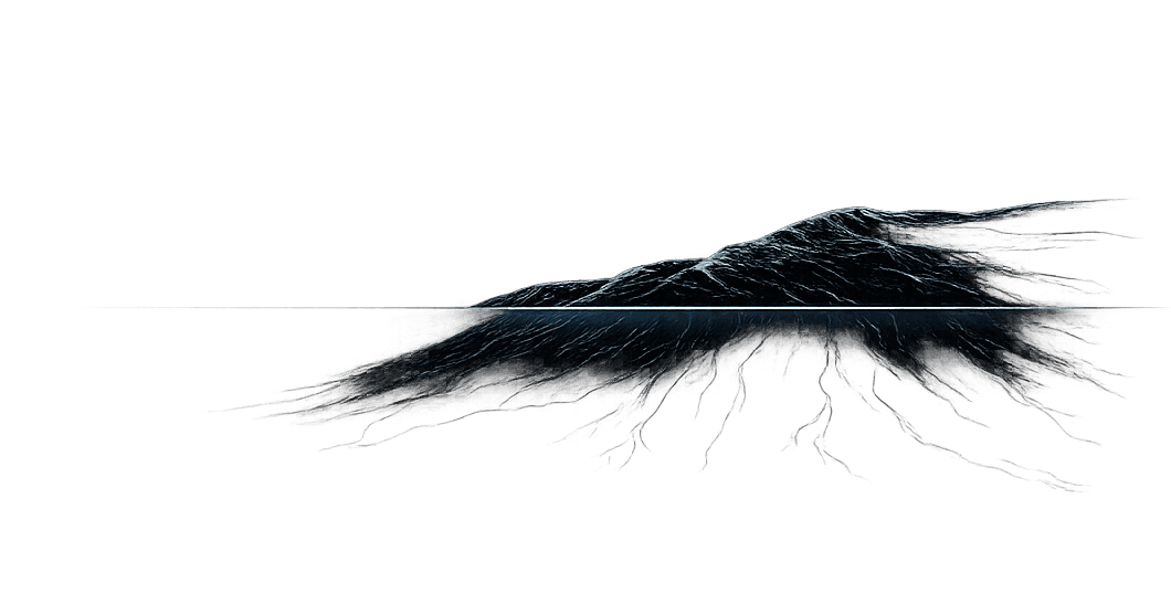 Submerged structure under a flat waterline